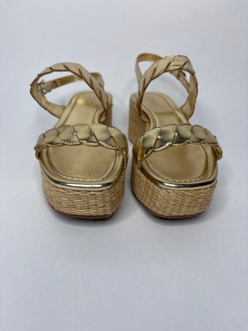 J. Crew Metallic Gold Braided Espadrille Platform Sandals - Picture 5 of 8
